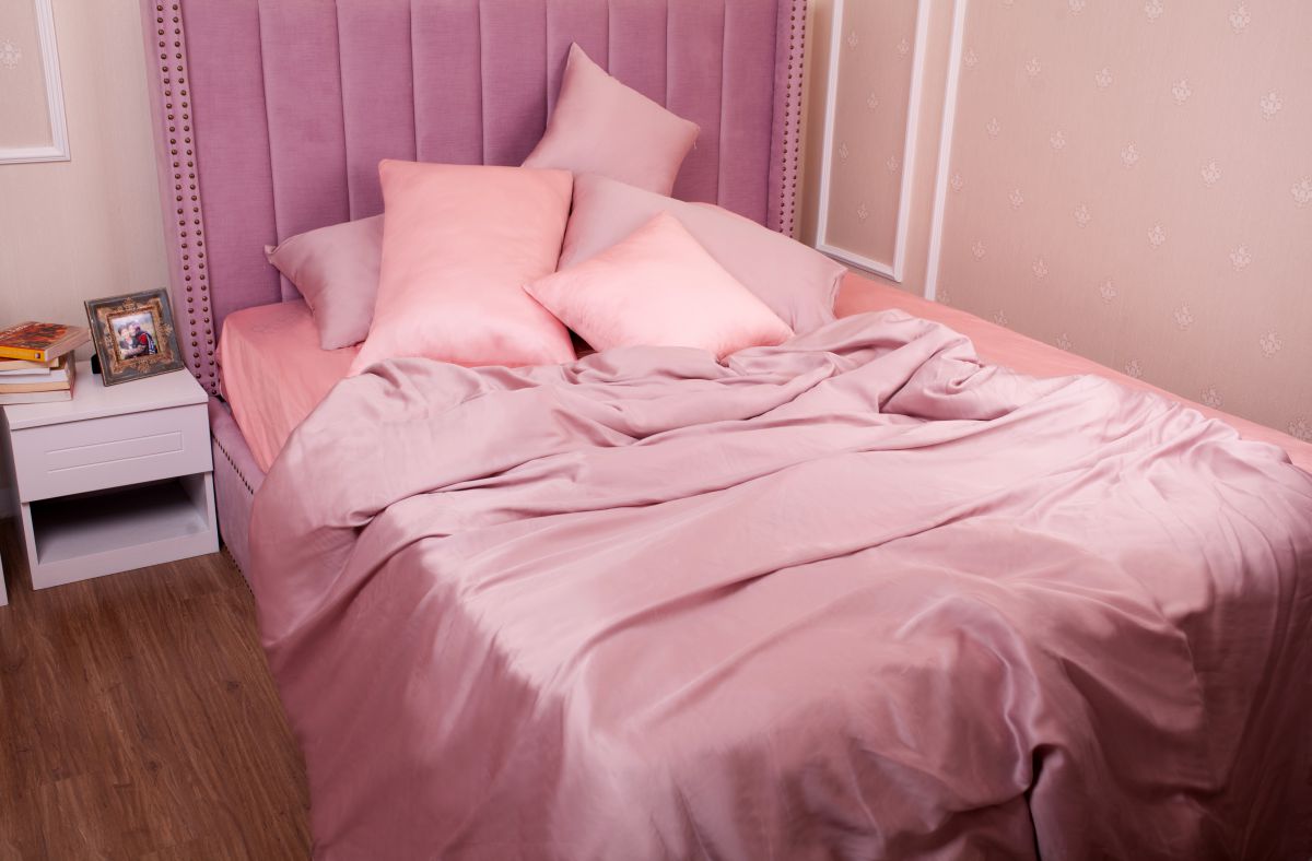 Set vỏ chăn ga gối trơn 04 - hồng tro / hồng đào